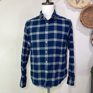 UNTUCKit Vougeot Flannel Shirt Large Relaxed Fit Blue Plaid Long Sleeve ButtonUp